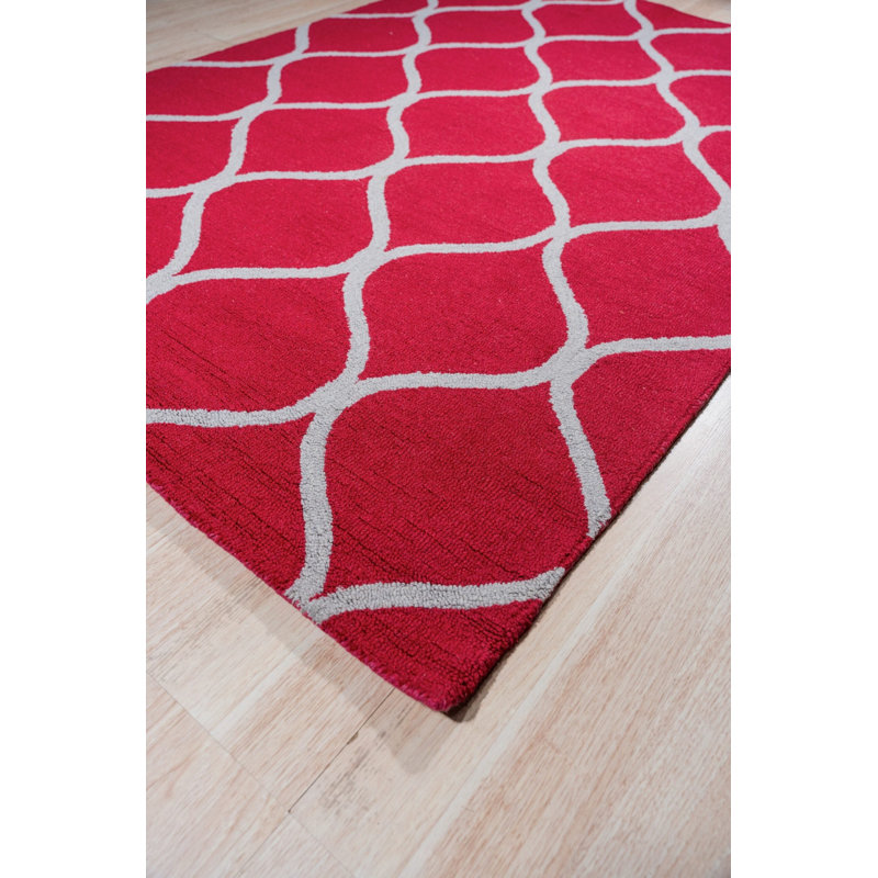Hand Tufted Wool Area Rug in Pink