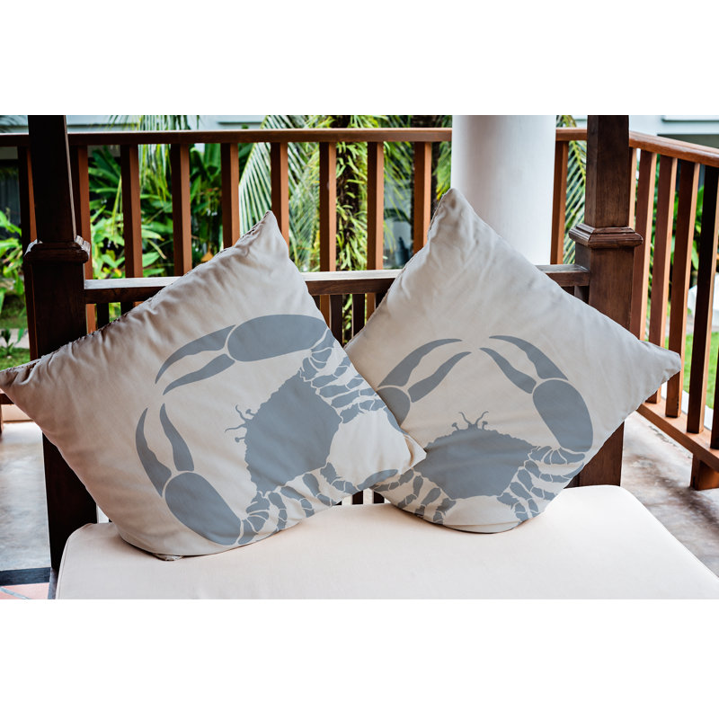 Housse et insert de coussin en crabe Shirley Mills, Fumée poussiéreuse, 16 po x 16 po