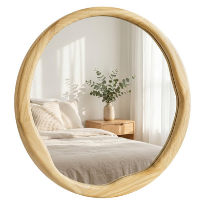 Round Solid Wood Wall Mirror