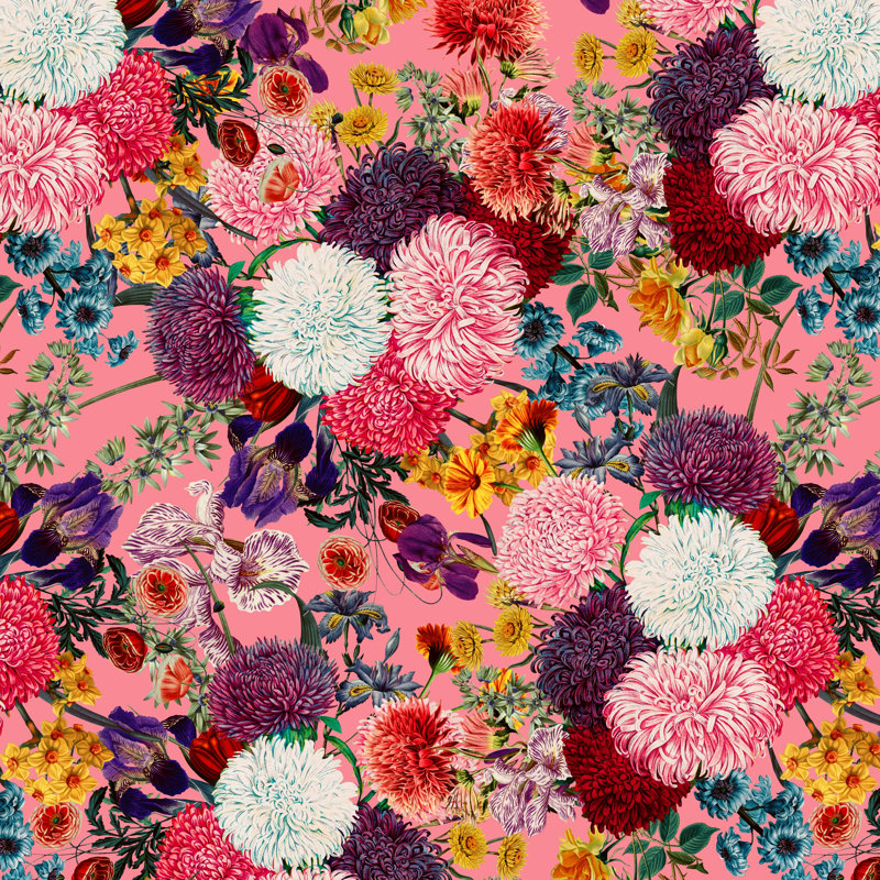 Motif floral rose par Burcu Korkmazyurek - impression sur toile tendue, H 30 po x l 30 po