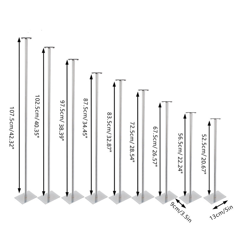 9pcs Free-Standing Floor Candle Holders Set, Silver