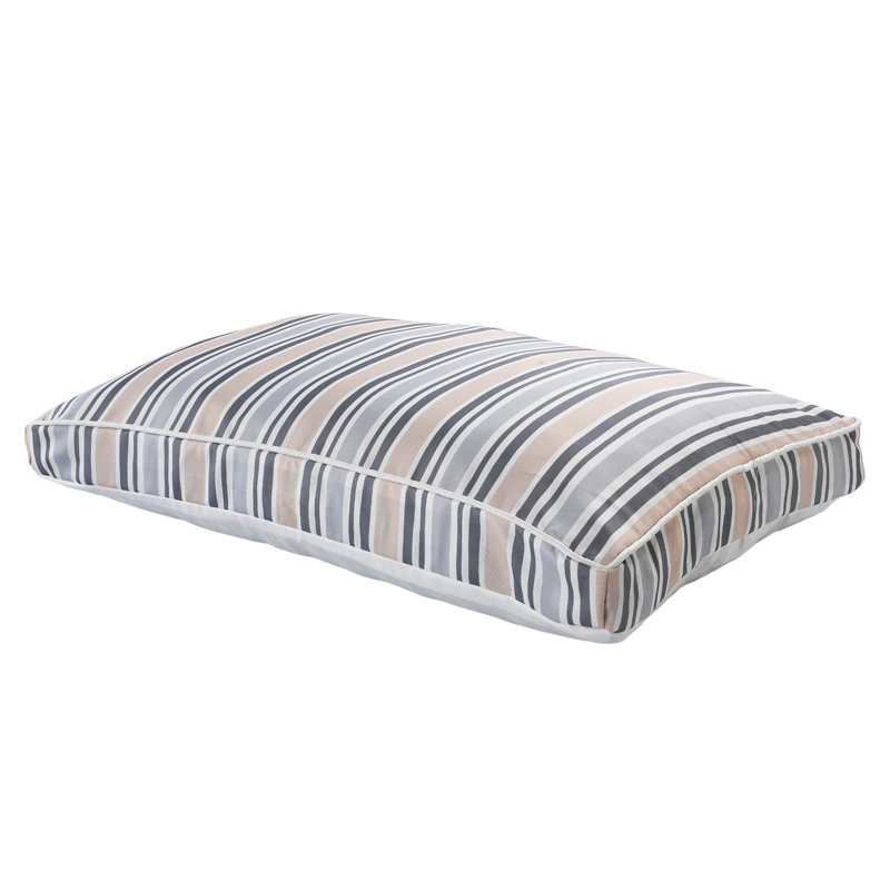 Coussin pour animaux de compagnie rayé gris, beige et blanc, 61 x 91 cm (24 x 36 po), avec housse amovible