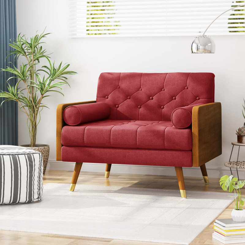 Fauteuil club, design moderne Mid-Century, Rouge