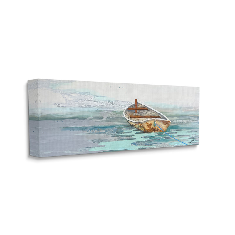 «Beachcrest Home ™ Dinghy Boat», peinture d'art giclée encadrée par Stacy Gresell, H 20 po x l 48 po x P 1,5 po