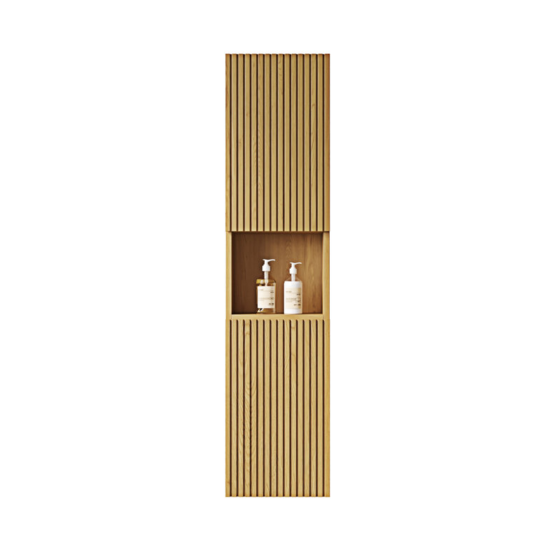Tall Bathroom Wall Mounted Storage Cabinet, Golden Oak