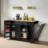 53'' Kitchen Storage Islands with Drawers and Trash Can Storage for Kitchen & Dining. Modern Farmhouse Design, Black, 53.2"W x 20.9"D x 38.0"H.-265792054