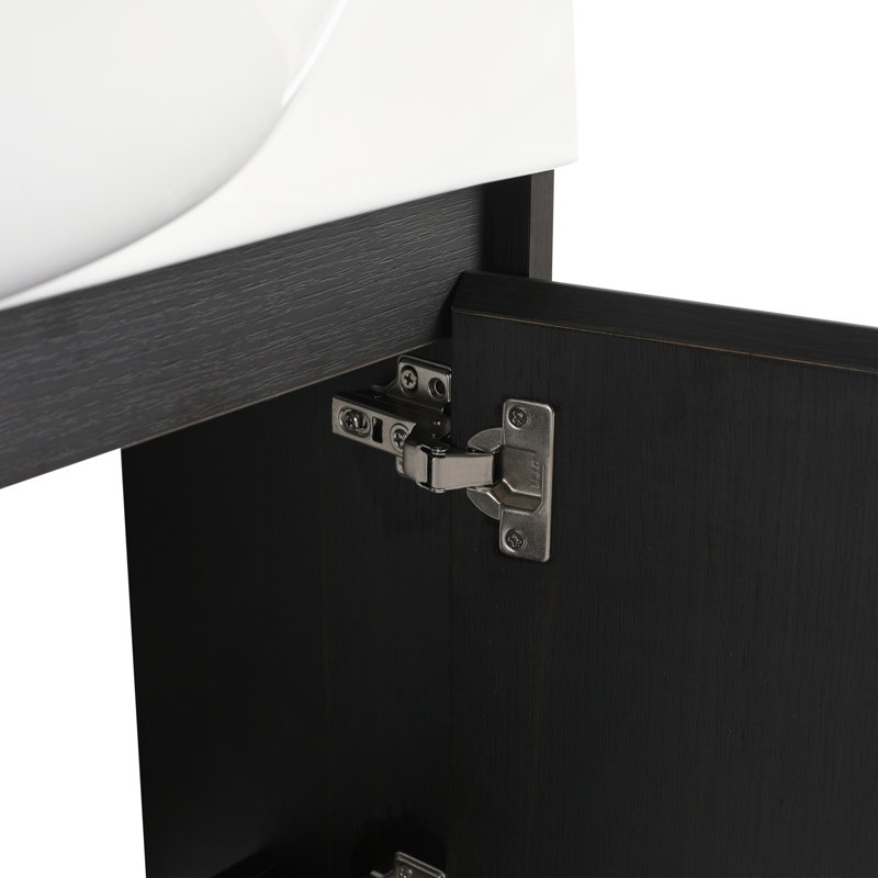 Meuble-lavabo mural 26 po avec lavabo en céramique blanche et porte à fermeture en douceur