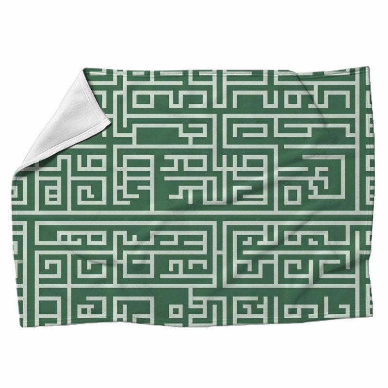 Machine Printed Throw Blanket, Twin, Geometric, Green/Silver