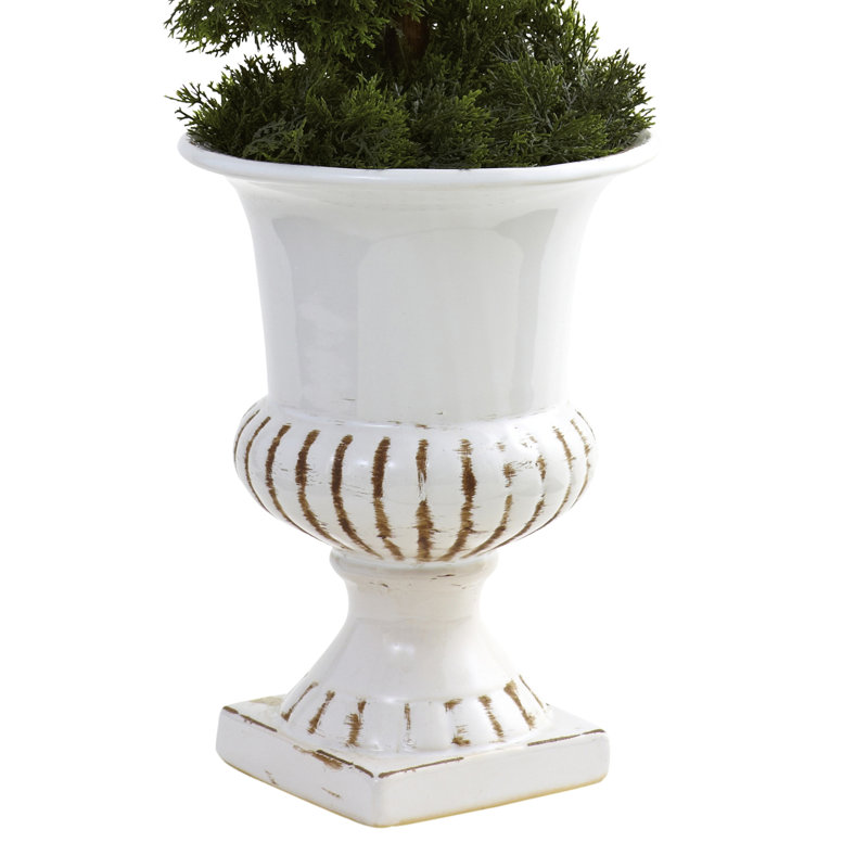 31'' Faux Cedar Topiary in Ceramic Urn