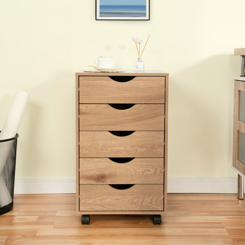 Jamariona Modern 5-Drawer Filing Cabinet for Home Office – Rolling File Storage Cabinet with Wheels, Under-Desk Drawer Organizer for Documents, Folders & Office Supplies