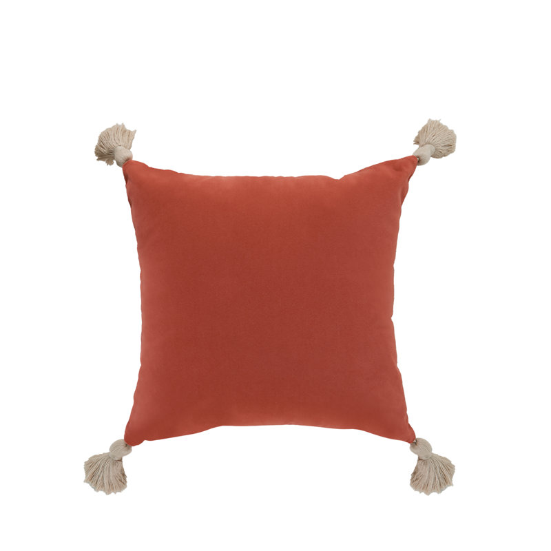 Velvet Chambray Outdoor Throw Pillow, Square 22", Red