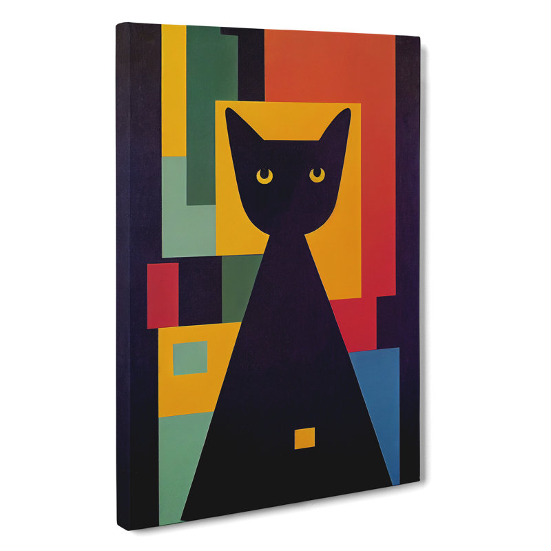 Geometric Cat No.3 Abstract - Wrapped Canvas Print, 50cm H x 35cm W x 3cm D