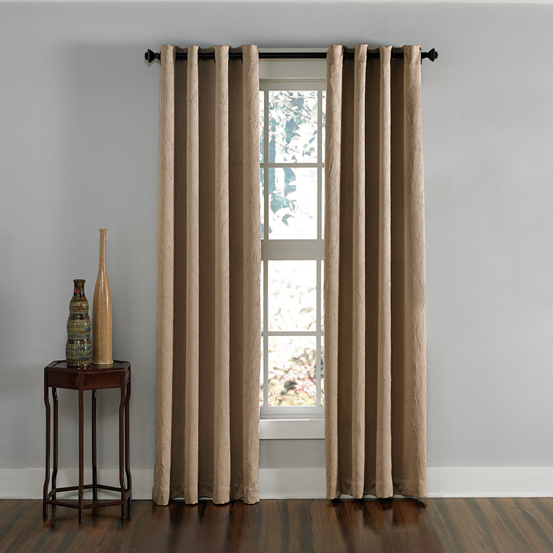 Manzano Solid Colour Room Darkening Grommet Curtain Panel, Taupe, 50" W x 120" L
