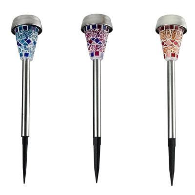 Red Purple and Blue Mosaic Solar Powered LED Light Stake