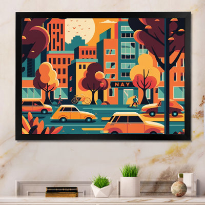 «Colorful Cityscape Cars II», art mural sur toile Cityscapes