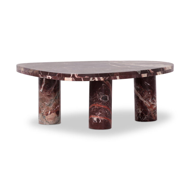 Zion Coffee Table - Small Table - Merlot, 13" H x 36" L x 25.5" W, Merlot Marble
