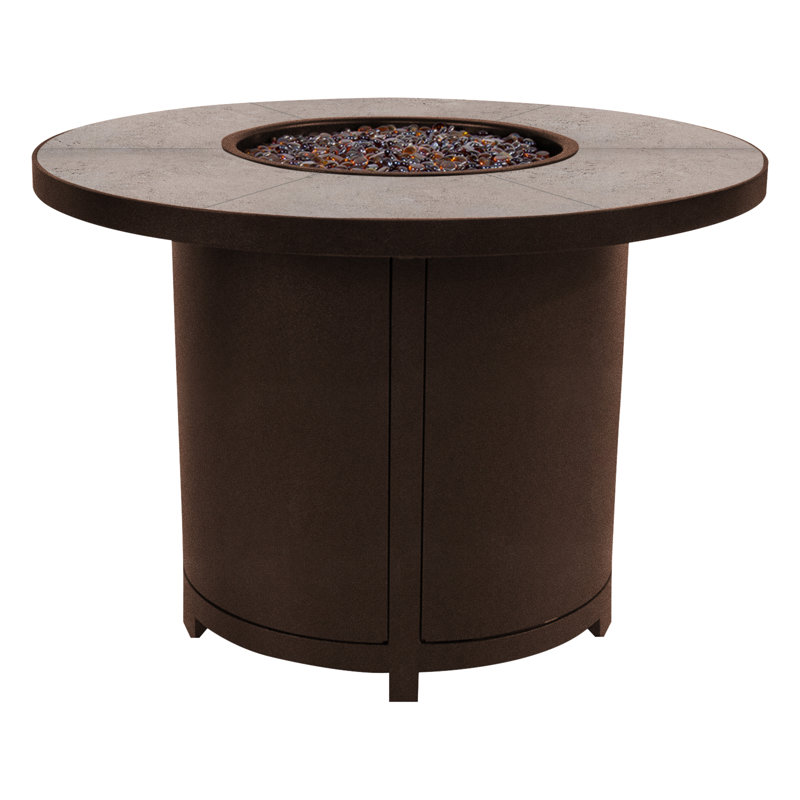 Capri Iron Outdoor Fire Pit Table, 24" H x 36" W x 36" D, Summit Gray, Copper Creek