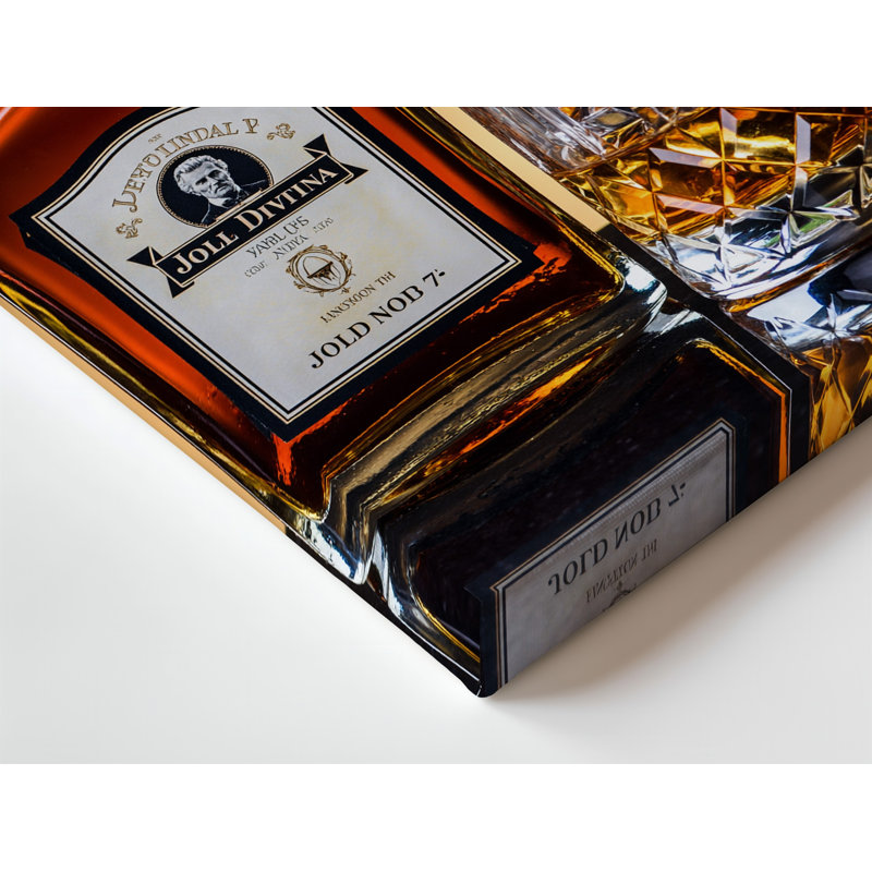 Toile, une élégante bouteille de Jack Daniel's Old No Whiskey, art mural sur une surface de granit noir poli