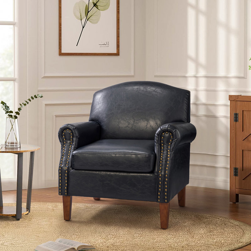 Farleigh Faux Leather Armchair, Navy