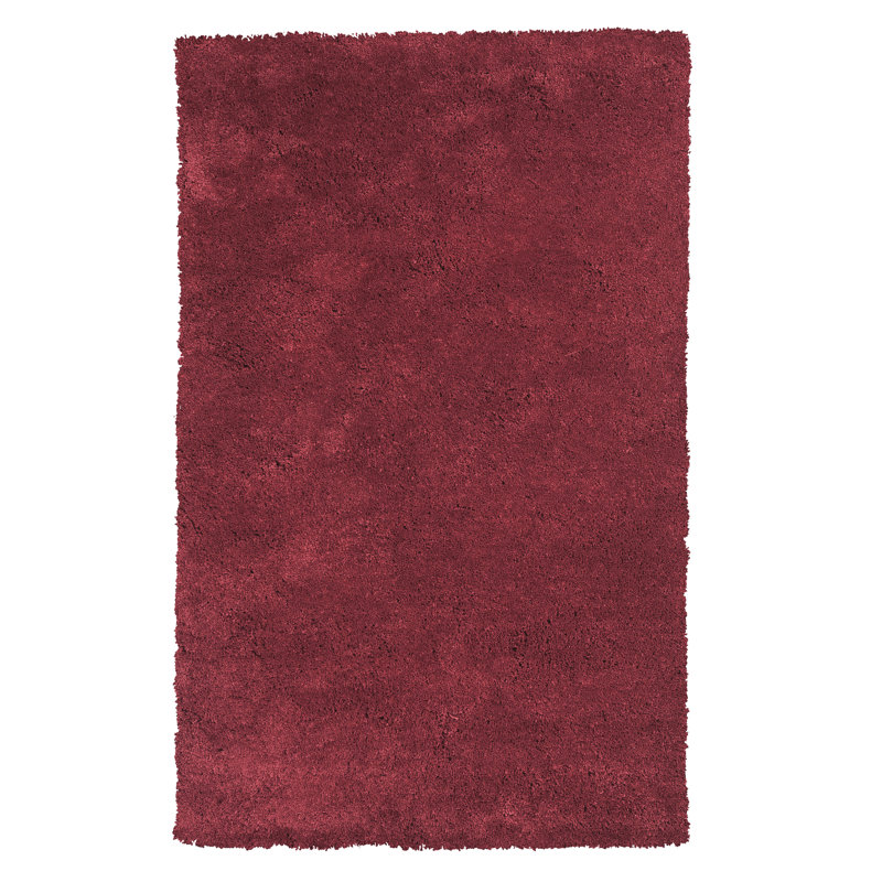 Tapis rouge foncé à poils longs Simoes, Rectangle 2 pi 3 po x 3 pi 9 po