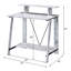 Bureau d'écriture blanc antique et noir pour salon - Structure métallique stable, rangements pratiques avec ports et tiroirs, piètement fini, traverse, 2 prises électriques, 2 tiroirs
