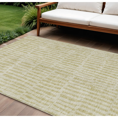 Tapis extérieur lavable rayé beige et brun clair 8 pi x 10 pi