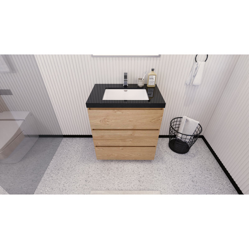 Reyes 29'' Single Bathroom Vanity Base Only, New England Oak