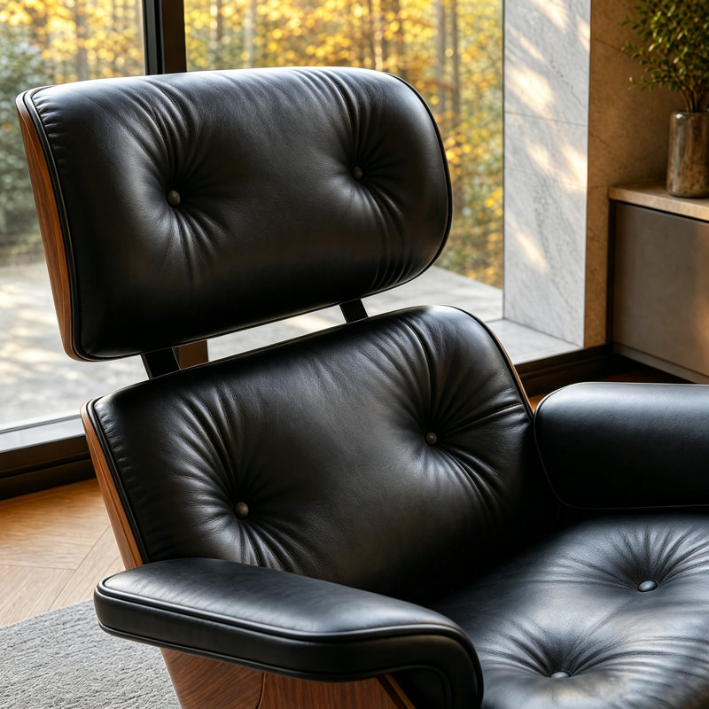Méridienne avec repose-pieds, fauteuil d'appoint moderne Mid-Century, méridienne rembourrée, structure en bois massif, base en alliage d'aluminium robuste pour le bureau à domicile et le salon