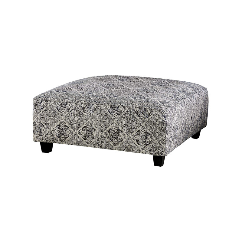 38.5" W Transitional Ottoman, Ivory/Navy