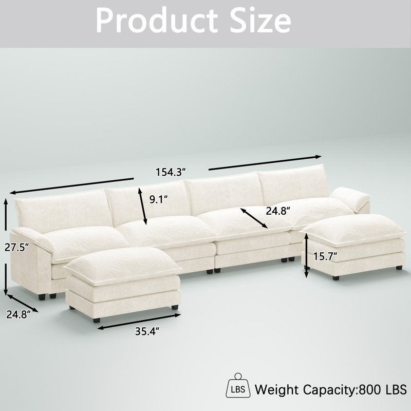 Gabiel 6 - Piece Upholstered Sectional, White