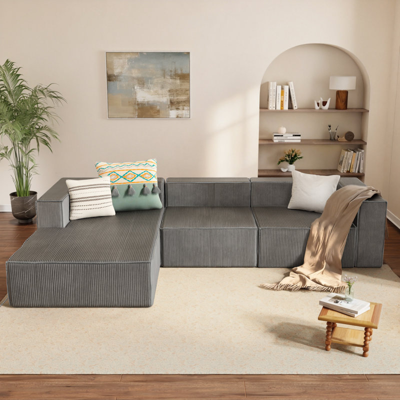 68" Luxury Chenille Compression Chaise Lounge No Assembly Required, Grey