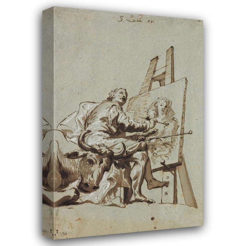 "Saint Luc peignant la Vierge" par Georg Anton Urlaub - Toile tendue avec châssis, H 24 po x l 17 po
