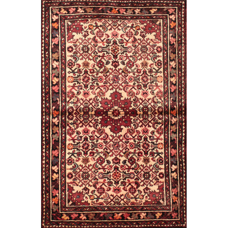 Tapis traditionnel rouge / beige Collegiate, Rectangle 5 pi x 7 pi