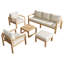 Solid Acacia Wood 6-piece Outdoor Patio Set: Sofa, Chairs, Table & Ottoman For Garden
