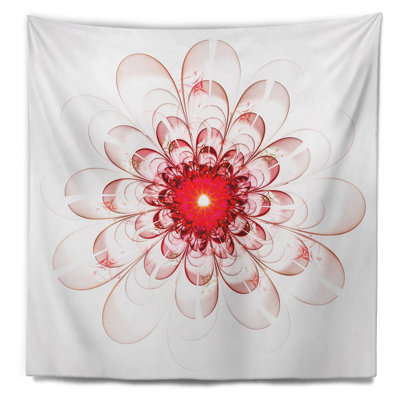 Fleur pleine fleur fractale en tapisserie rouge