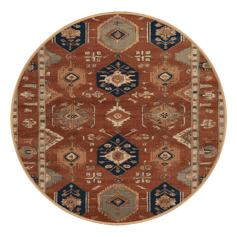 Tapis brun lavable à la machine, Rond 4 pi
