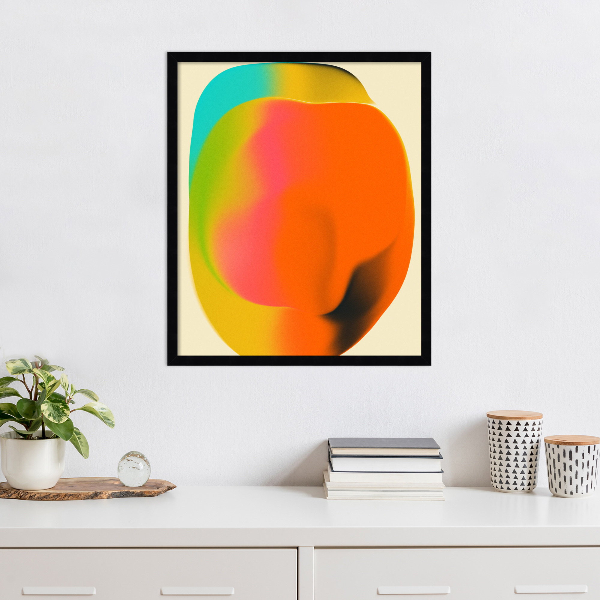 Smudge 2 by Jazzberry Blue, 25" H x 21" W, Black Framed
