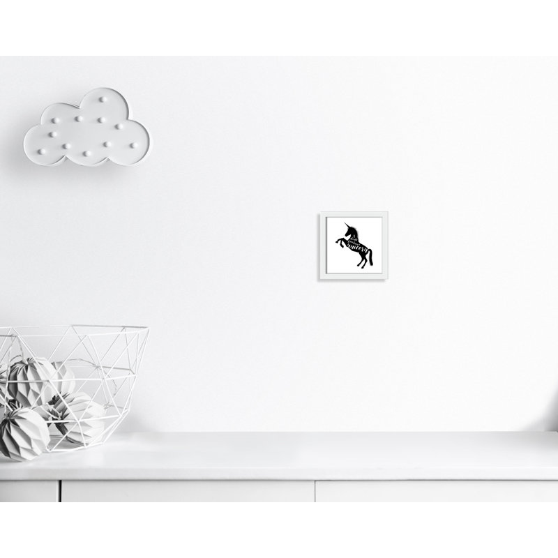 «Aurait dû être une licorne», art encadré, H 8 po x l 8 po x P 1,18 po, Cadre blanc