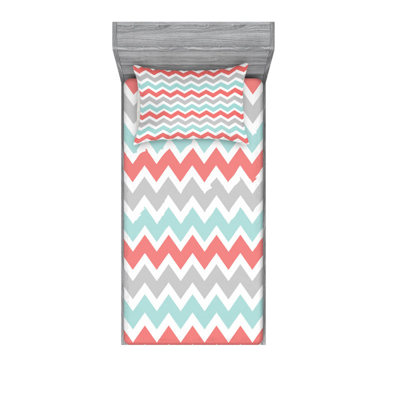 Microfiber Chevron Sheet Set, Twin XL Sheet Set with Fitted Sheet