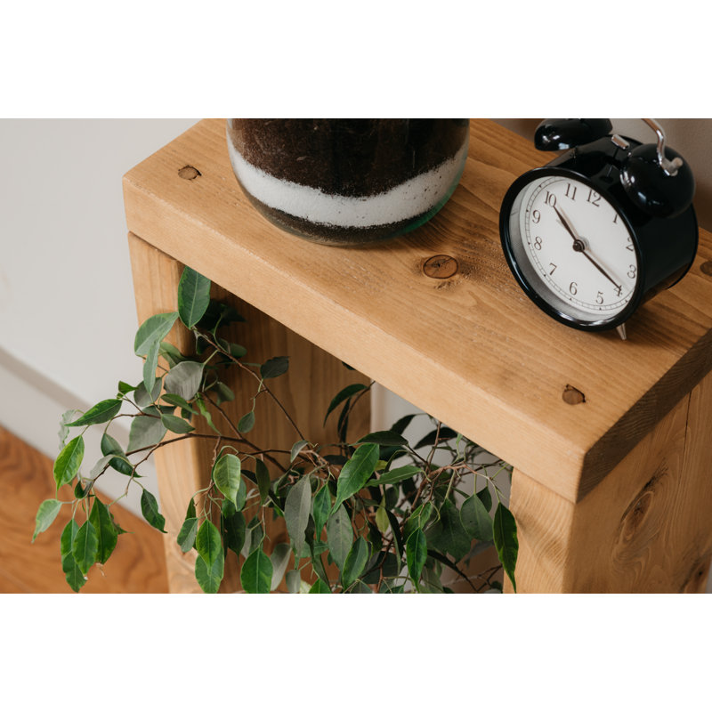 Barkeyville Solid Wood Sled End Table, Dark Oak