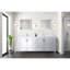 Ensemble de meuble-lavabo double gris foncé l 84 po x P 22 po, plateau en marbre de culture et robinet-21336165