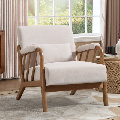 27.17" Wide Modern Upholstered Solid Wood Accent Chair With An Extra Pillow