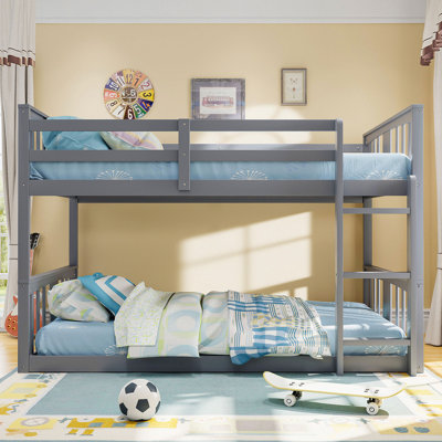High - Quality Twin Over Twin Bunk Bed With Ladder, Perfect For Shared Rooms And Sleepovers, Ensuring Comfort And Durability