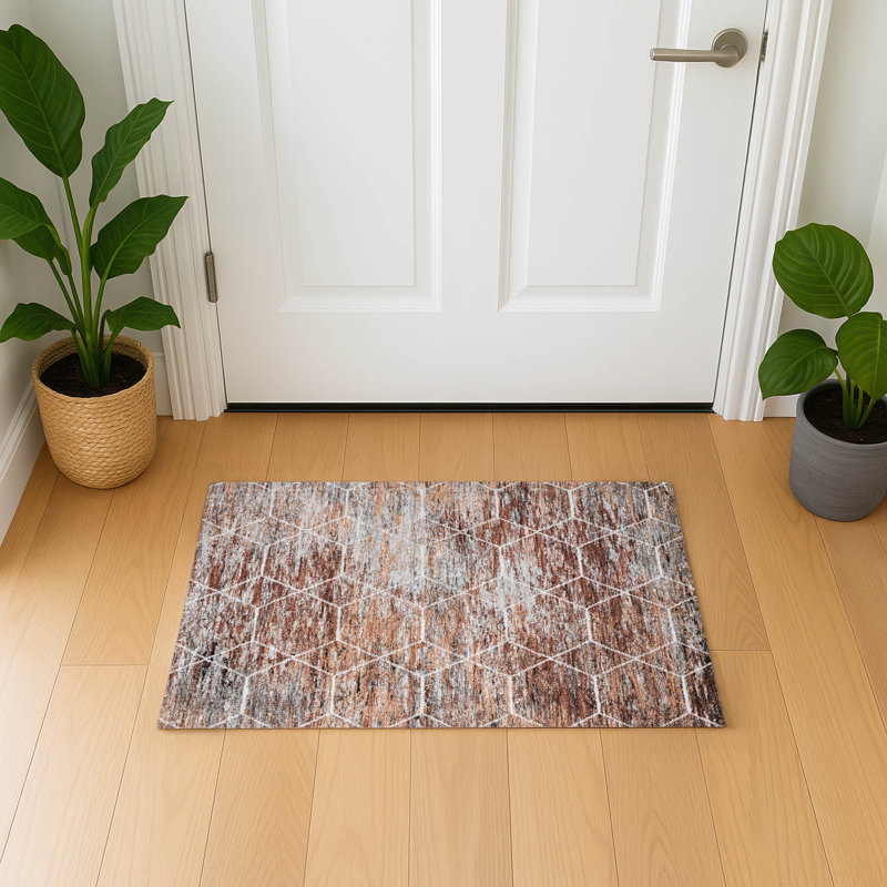 Premium Machine Washable Lubbers AMF1724 Geometric Rug, Rectangle 1'8" x 2'6"