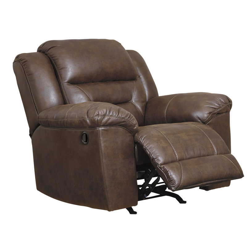 Reavis Faux Leather Recliner, Manual, Chocolate Faux Leather