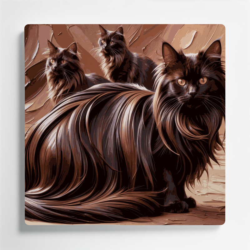 Cats York chocolat noir, art mural en métal, H 12 po x l 12 po