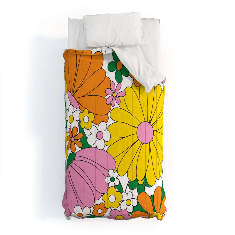 Jenean Morrison Cotton Channel Floral Comforter, Extra Long Twin Comforter +  1 Standard Sham