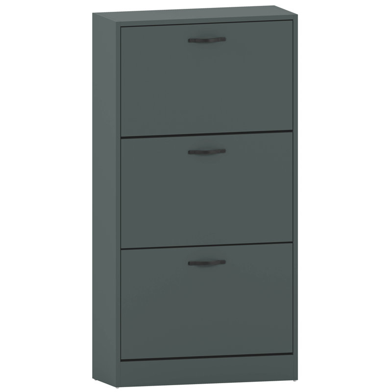 Vida 3 Drawer Flip Down Shoe Storage Free Standing Cabinet For Hallway, 118" H x 60" W x 24" D, Green