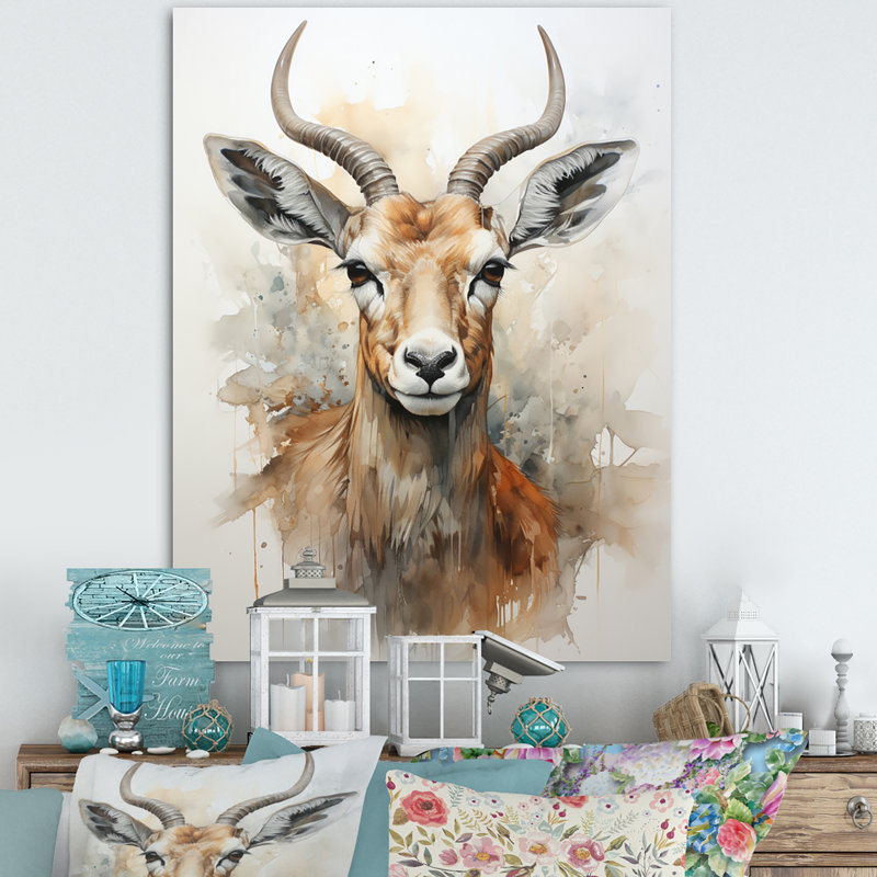 Armontae Graceful Antelope II - reproduction sur toile, H 44 po x l 34 po, Encadrement doré