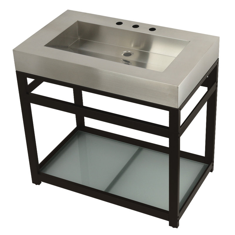 Fauceture Metal Rectangular Console Bathroom Sink, Brushed/Oil Rubbed Bronze